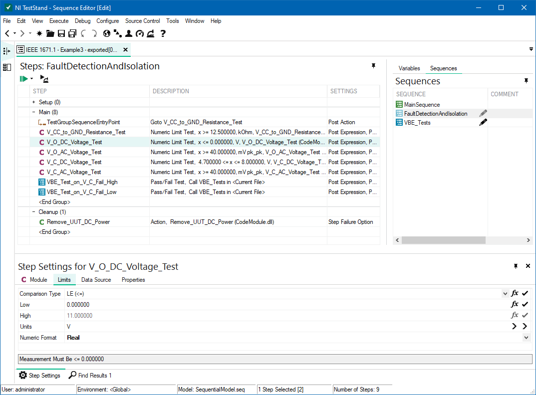 Exported NI TestStand sequence file